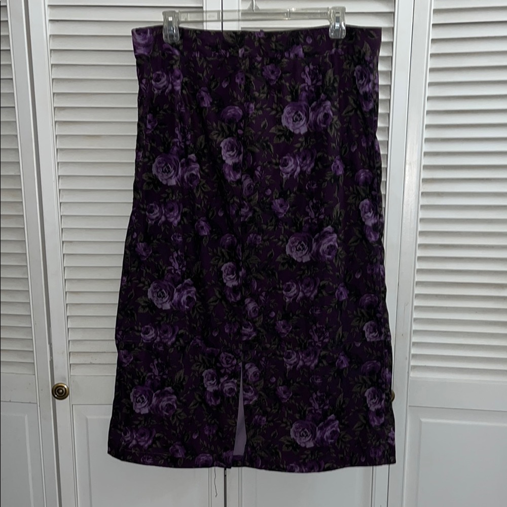 Y2K velvet moody floral purple maxi skirt